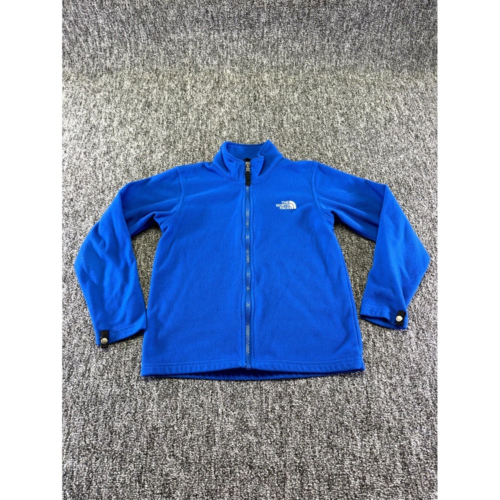 The North Face Fleece Jacket Boys Medium Blue Embroidered Logo Casual Full Zip